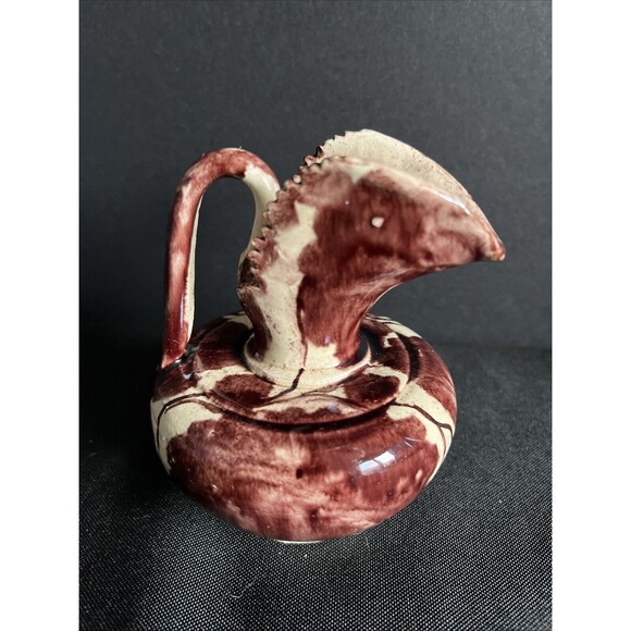 Vintage Mexican Dripware Pottery Sawtooth Miniature Pitcher Oaxaca Mexico - Picture 5 of 11